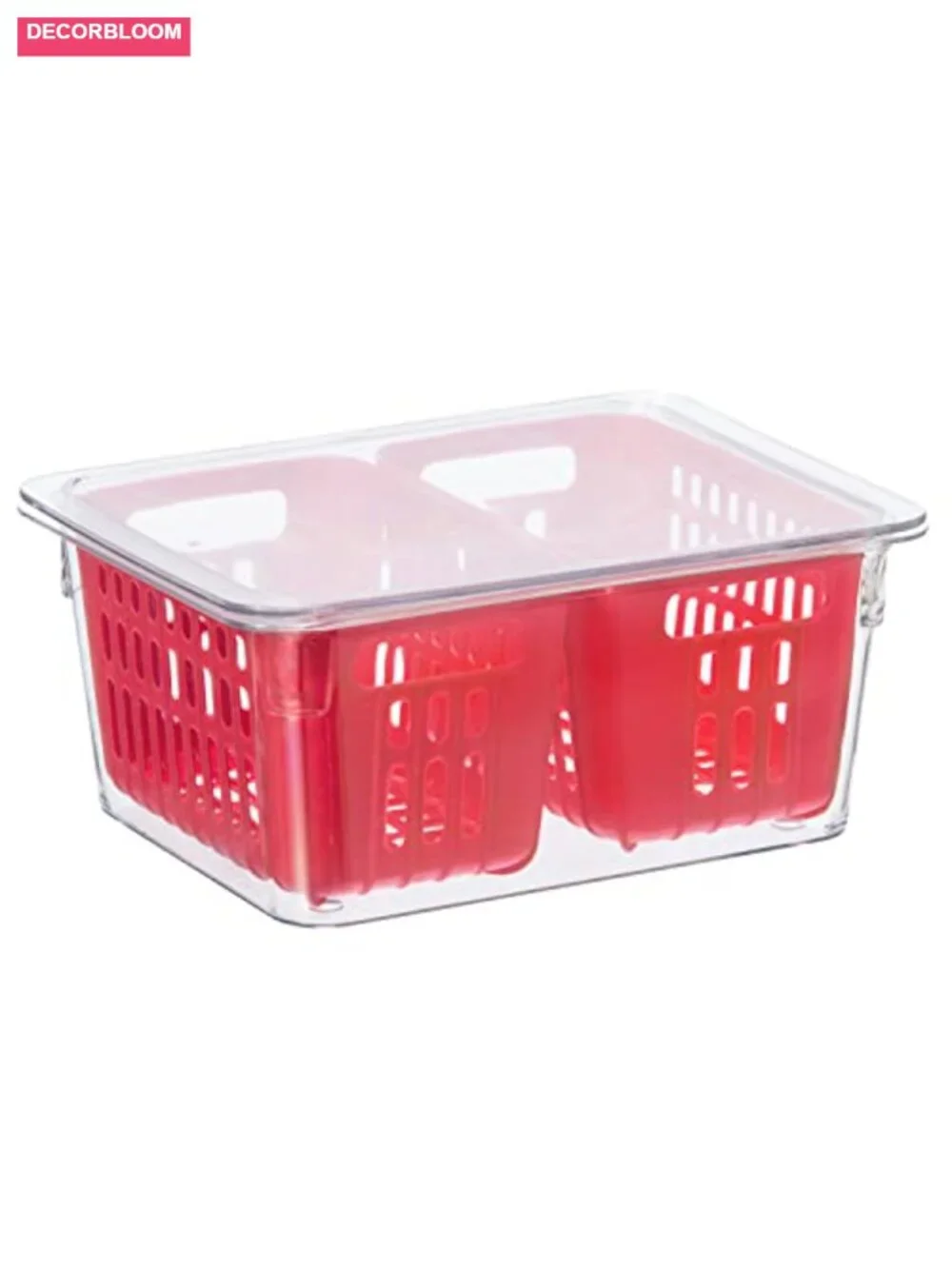 Berry Fresh Container with Double Colander Basket - Fridge Organizer